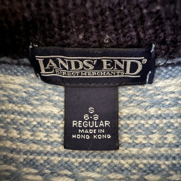 Lands End Fair Isle Wool Pullover Sweater Womens Small Mock Neck Classic Winter - Picture 4 of 8